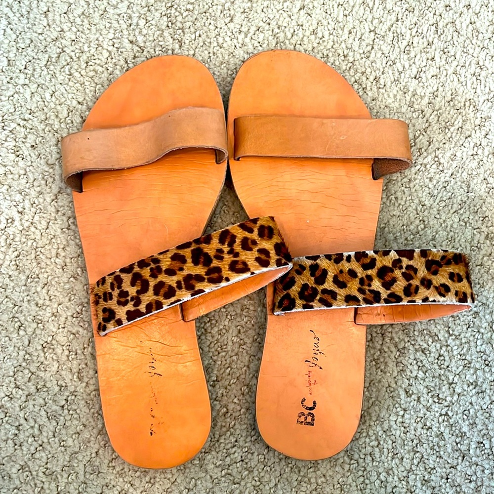 Leather/Leopard print sandals Size 7.5